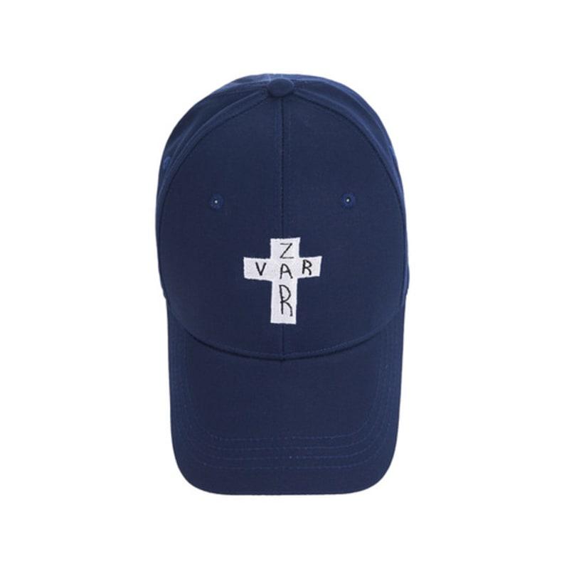 VARZAR Black Cross Logo Overfit Buckle Cap Navy