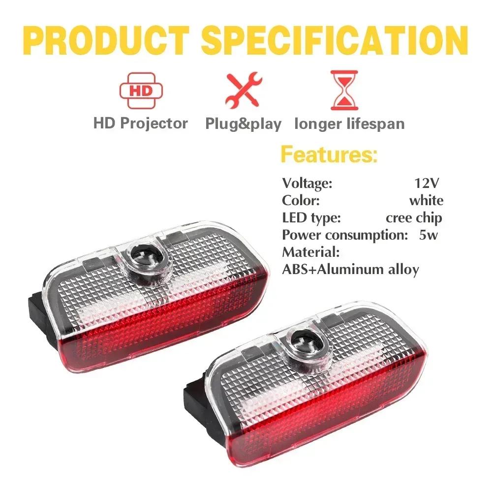 SVLHP1 4X LED Car Door Logo Projector Light Accessories for VW R Golf 5 6 7 GTI GTD GTE Touareg CC Passat B6 B7 B8 B9 C6 C7 C8 Tiguan