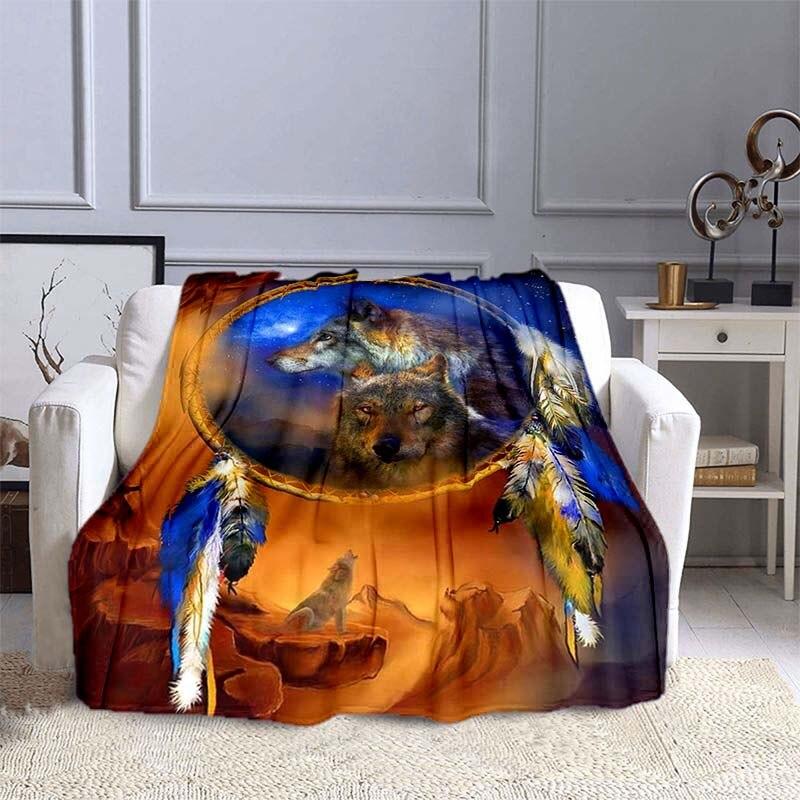 Одеяло Lousidream с волком для кроватей, одеяло с тотемом волка, супер мягкое теплое одеяло, фланелевые домашние одеяла, портативное жестяное одеяло