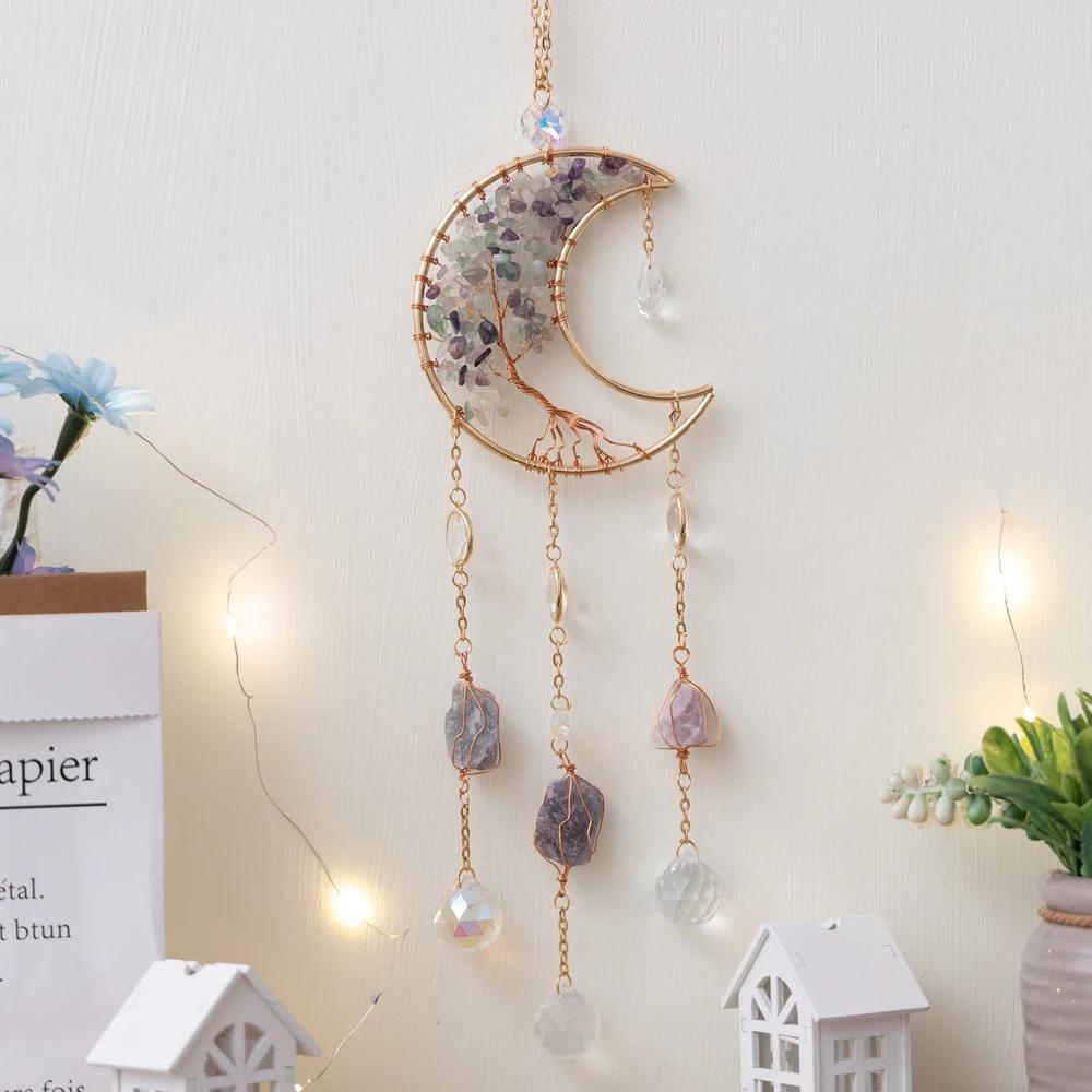 Suncatcher Crystal Dream Catchers Rainbow Catcher Crystal Stone Prism Star Moon Sun  Indoor Window Car Hangings Garden Decor
