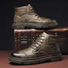 Осенние ботинки, мужские тактические мужские ботинки, мотоциклетные кожаные ботинки в стиле ретро, ​​британская кожаная обувь с круглым носком