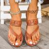2025 Новые летние удобные однотонные повседневные сандалии в римском стиле на плоском каблуке большого размера с закрытым носком, ретро обувь для женщин