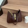 Women PU Leather Chain Hobo Shoulder Bag Vintage Solid Color Zipper All-match Dumpling Underarm Bag