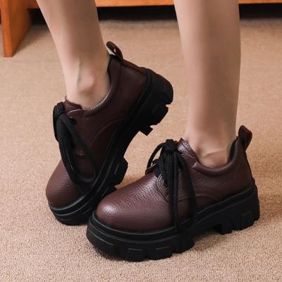 Распродажа модной женской обуви 2024 года, высококачественные женские туфли-лодочки на шнуровке, осенние туфли с круглым носком, на платформе и массивном каблуке, большие размеры