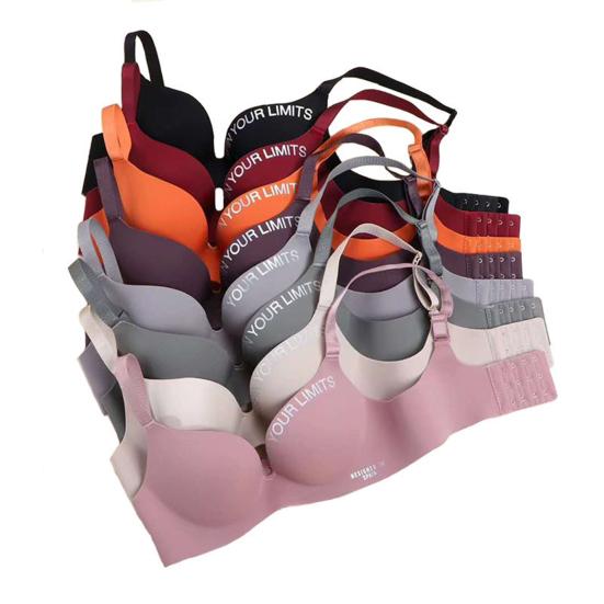 Women Bra Letter Print Adjustable Strap No Steel Ring Push Up Seamless Breast Support 3/4 Cup Stretch Women Brassiere Women Underwear