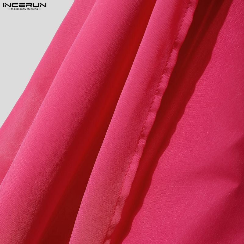 INCERUN Мужские брюки на молнии с высокой талией, двухслойные, с сетчатыми вставками, повседневные, длинные