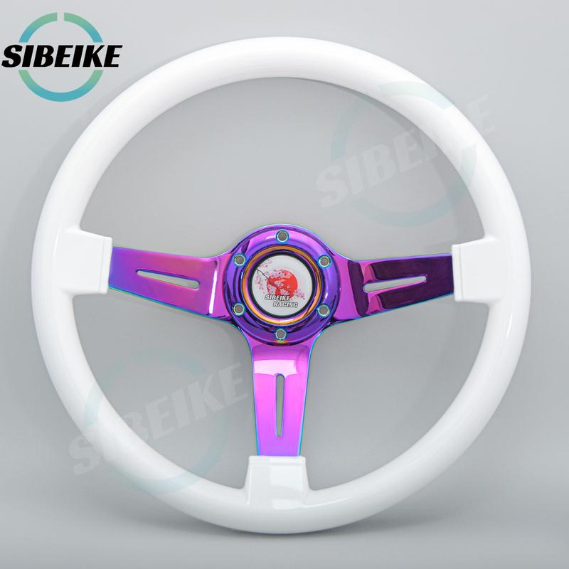 NEW JDM 14inch ABS Steering Wheel Neo Chrome Spoke Black White Pink Racing Sports Steering Wheel