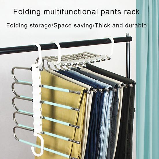 Multi-layer Trouser Rack Storage Holder Anti-Slip Foldable Design Versatile Stainless Steel Anti-Slip Clothes Hanger Scarf Holder