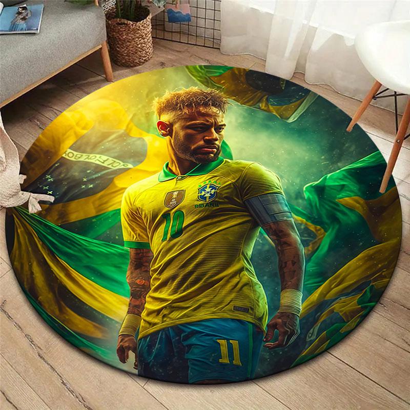 Neymar Round Area Rug,Carpet Rug for Living Room Bedroom Sofa Playroom Decor,Non-slip Floor Mat
