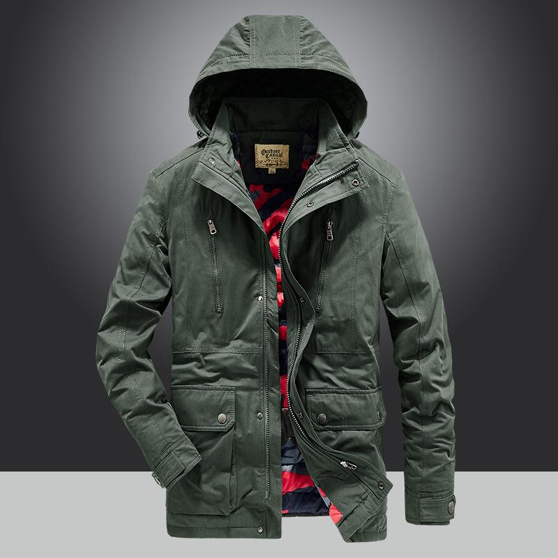 Хлопковое пальто мужское пальто средней длины зимняя ветровка теплая утолщенная хлопковая куртка свободная большого размера молодежное хлопковое пальто мужское