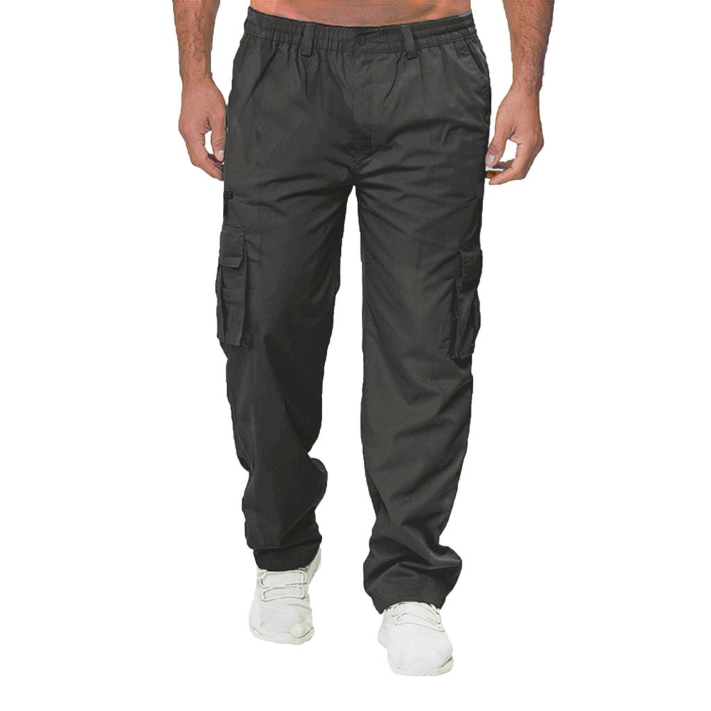 Мужские повседневные брюки-карго, однотонные, прямые, спортивные, свободные, с карманами, для тренировок, уличная одежда Yasheng