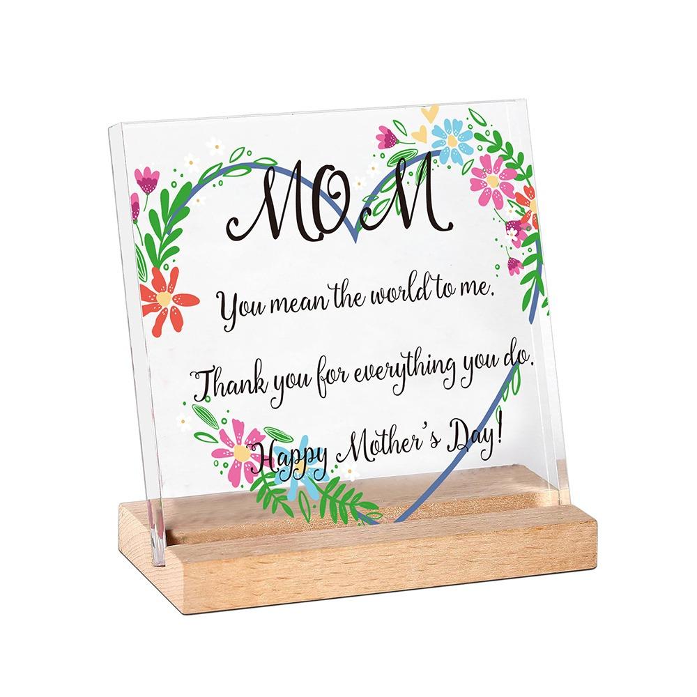 Waterproof Mother's Day Desktop Sign Romantic Love Flowers Ornament Mom Tabletop Sign  Studio Desk
