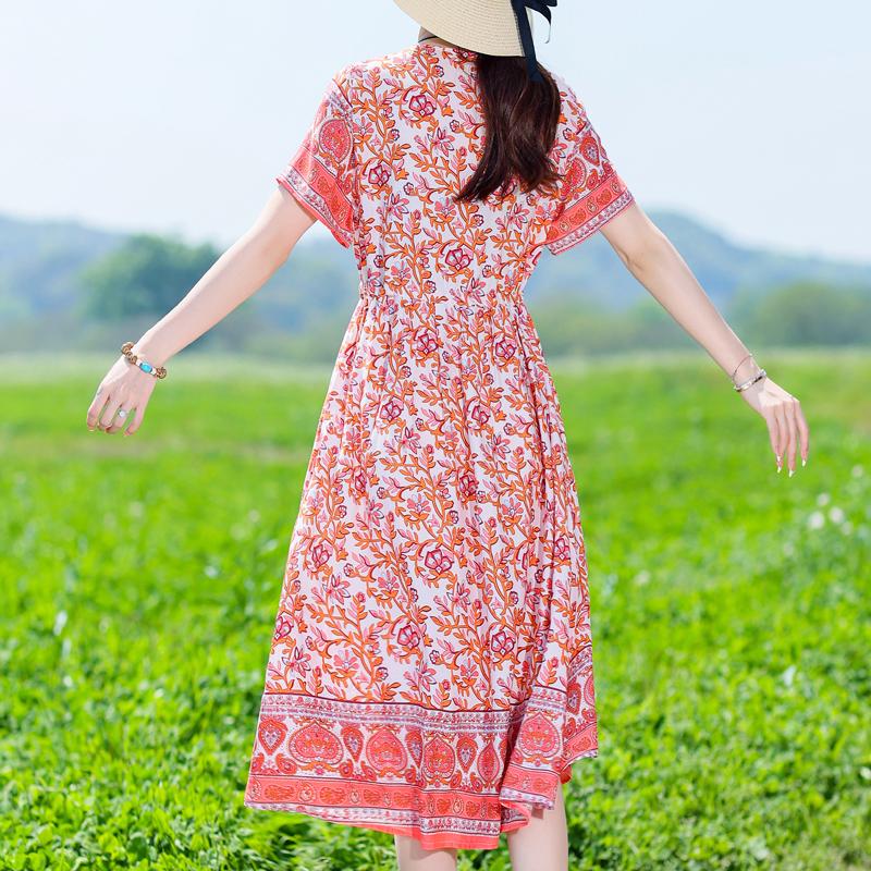 Женское длинное платье больших размеров, летнее платье с коротким рукавом и винтажным принтом для женщин