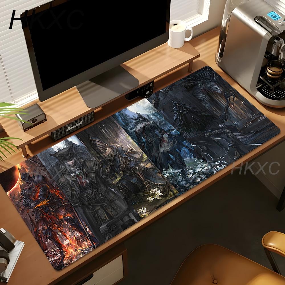 Игровой коврик для мыши Bloodborne Battle Warrior Mousepad XL Настольный коврик Нескользящая резиновая основа Мягкая ткань Игровая комната Настольный коврик для мыши