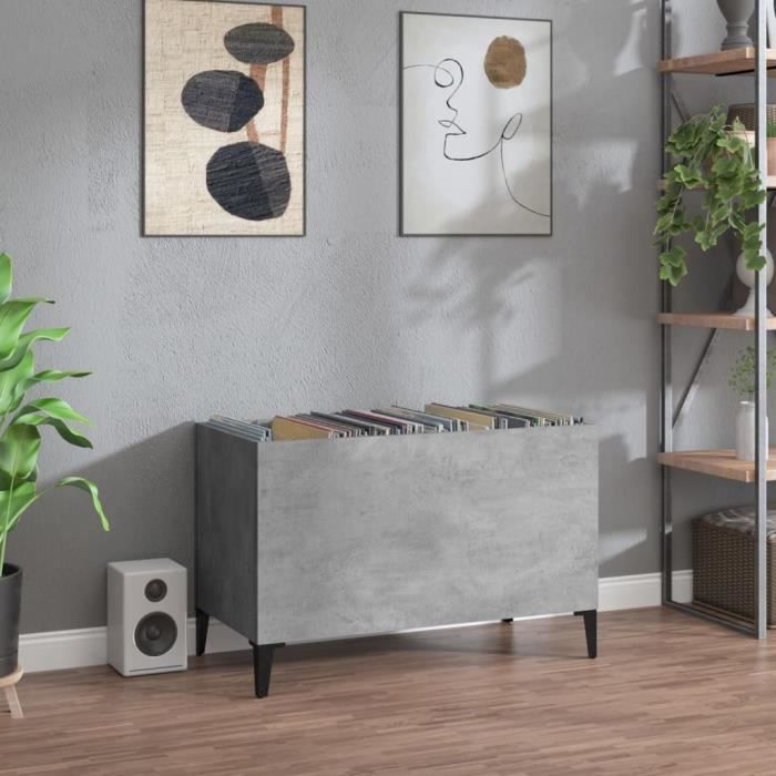 VidaXL Record Cabinet Concrete Grey 74.5x38x48 Cm Engineered Wood 831969