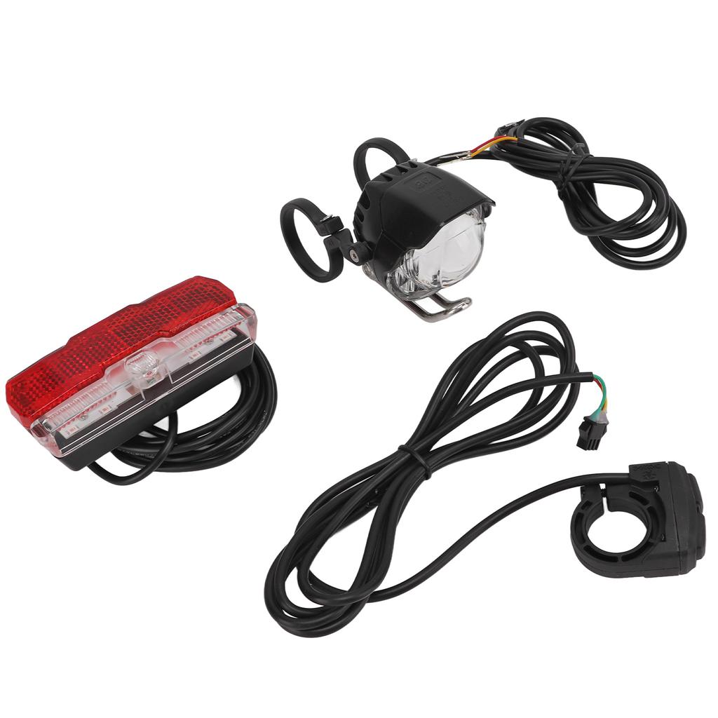 24V 36V 48V Electric Bike Front and Rear Light Set Headlight and Tail Light with Horn Kit