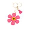 Charm Sunflower Keychain Tassels Flower Bag Pendant Car Keyring PU Leather Key Ring  Men