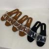 Fashion Summer Women's Slippers Flat Sandals 2024 Fashion Transparent Stitching Design Slippers Beach Vacation Casual New Women Shoes