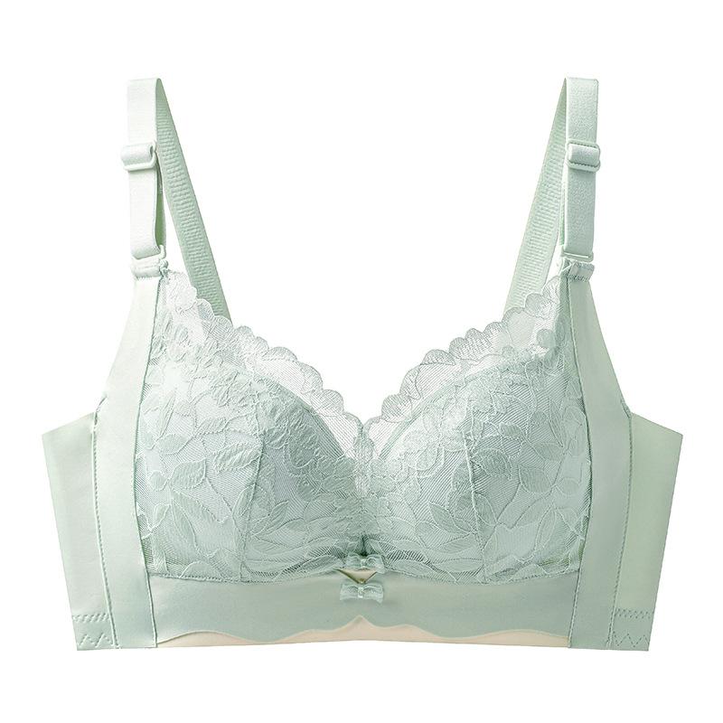 New sexy lace palm print cup comfortable collection breast no steel ring text bra gather anti-sagging