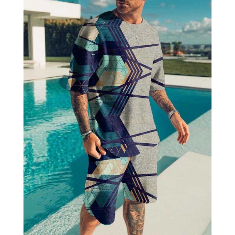 Новый мужской комплект одежды, летний наряд, футболка с 3D-принтом, шорты, 2 предмета, свободный спортивный костюм, повседневный спортивный костюм Love Eagle