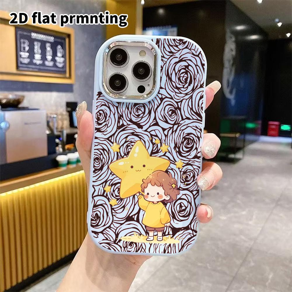 Чехол для телефона: Плоский 2D дизайн, подходящий для защитного чехла iPhone 18 17 16 15 14 13 Pro, парный стиль, смайлики звезды, рождественские и хэллоуинские подарки