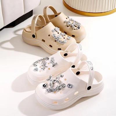 Туфли с дырочками женская летняя одежда толстая подошва нескользящая мода интернет знаменитость милый ветер пляжная обувь сумка голова пара классные тапочки