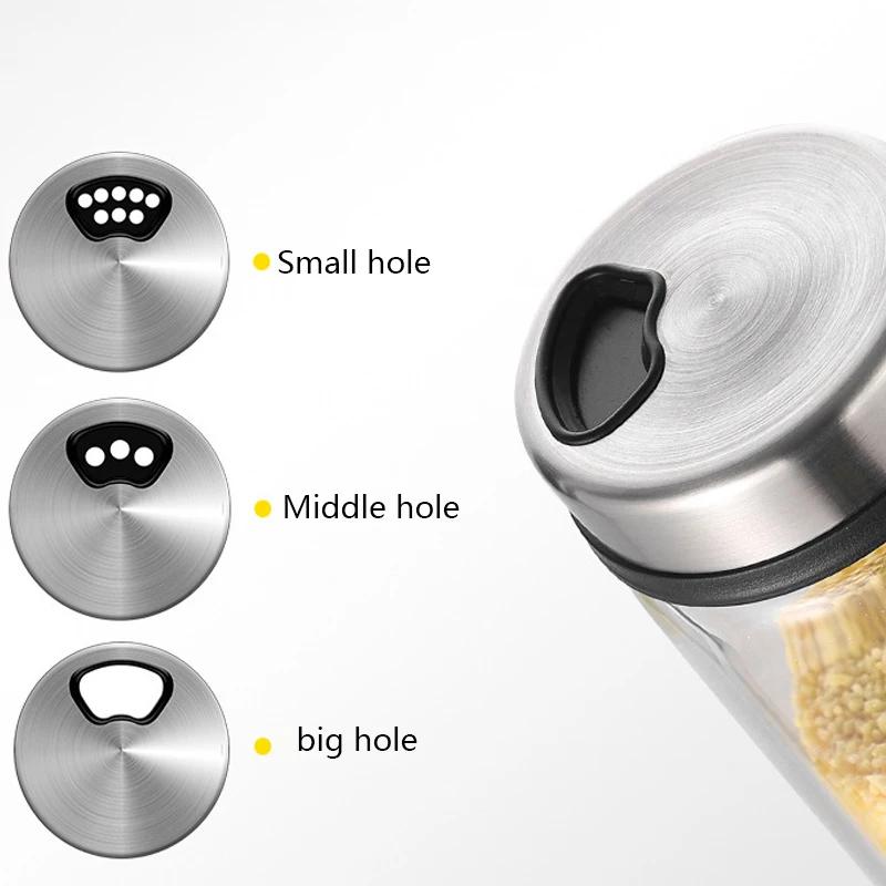 YOMDID High Borosilicate Glass Seasoning Can Pepper Spice Shaker Kitchen Salt Sesame Solid Condiment Seal Bottle With Rotary Lid