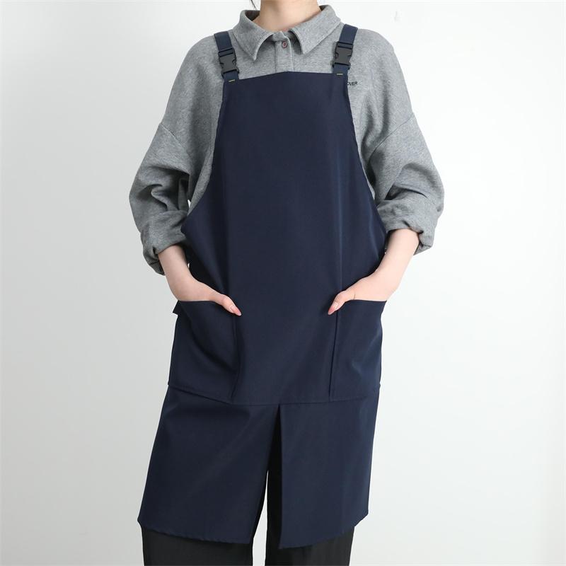 Кухонный Кафе Рабочий Водонепроницаемый Фартук с Карманами и Дизайном с Передним Разрезом для Женщин и Мужчин Маслостойкий Фартук Бариста Шеф-повара Официанта