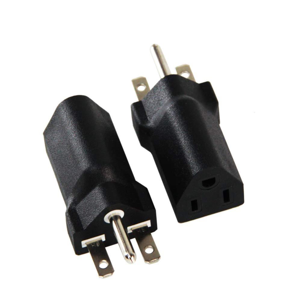 2pcs Black 6-15P To 5-15R American Plug Adapter Nema 6-15R American Gauge Adapter Electrician