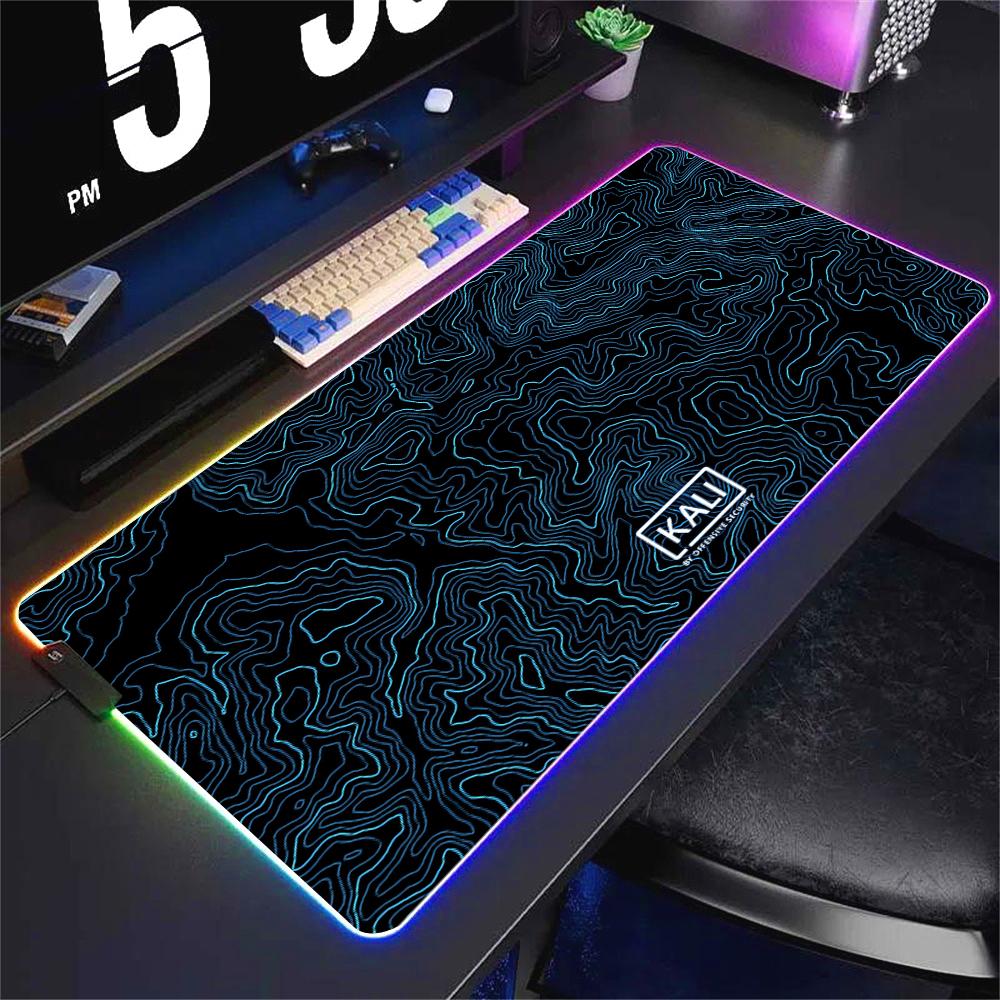 Deskmat Kali Linux Xxl Mouse Pad Gamer Rgb Pc Cabinet Gaming Accessories Keyboard Mousepad Anime Carpet Mats Large Computer Mat