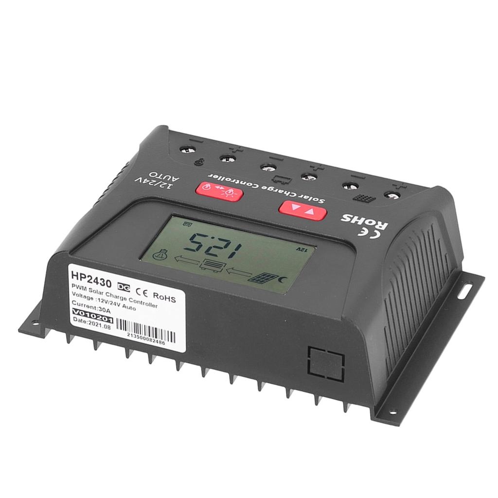 30A 12В/24В ШИМ Регулятор заряда солнечной батареи с ЖК-дисплеем Автоматическая идентификация Регулируемый Pa