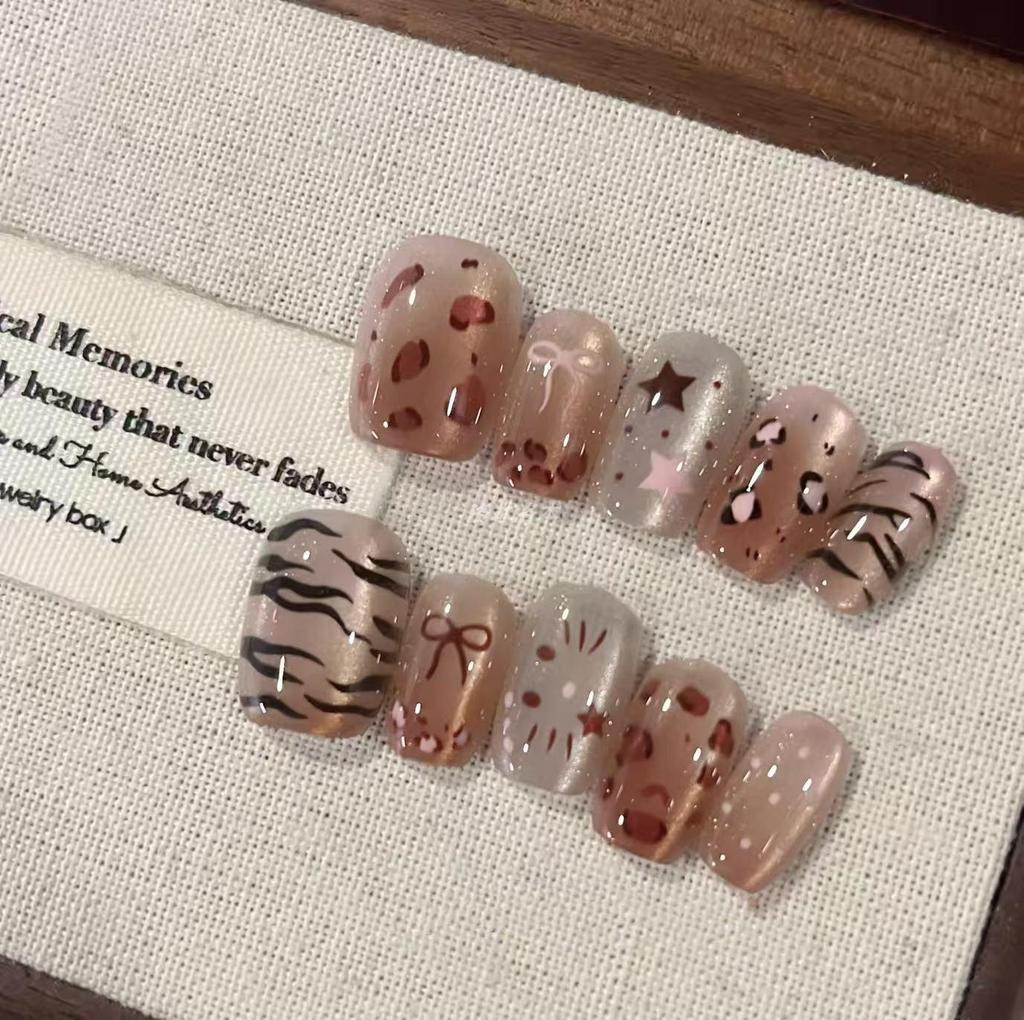 3D Bow & Heart Red Polka Dot Wearable Nail Art Stickers - Long Thin Girly Design