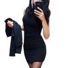 Office Two Solid Color Woman Mini Suit Coat Formal Dress Sheath