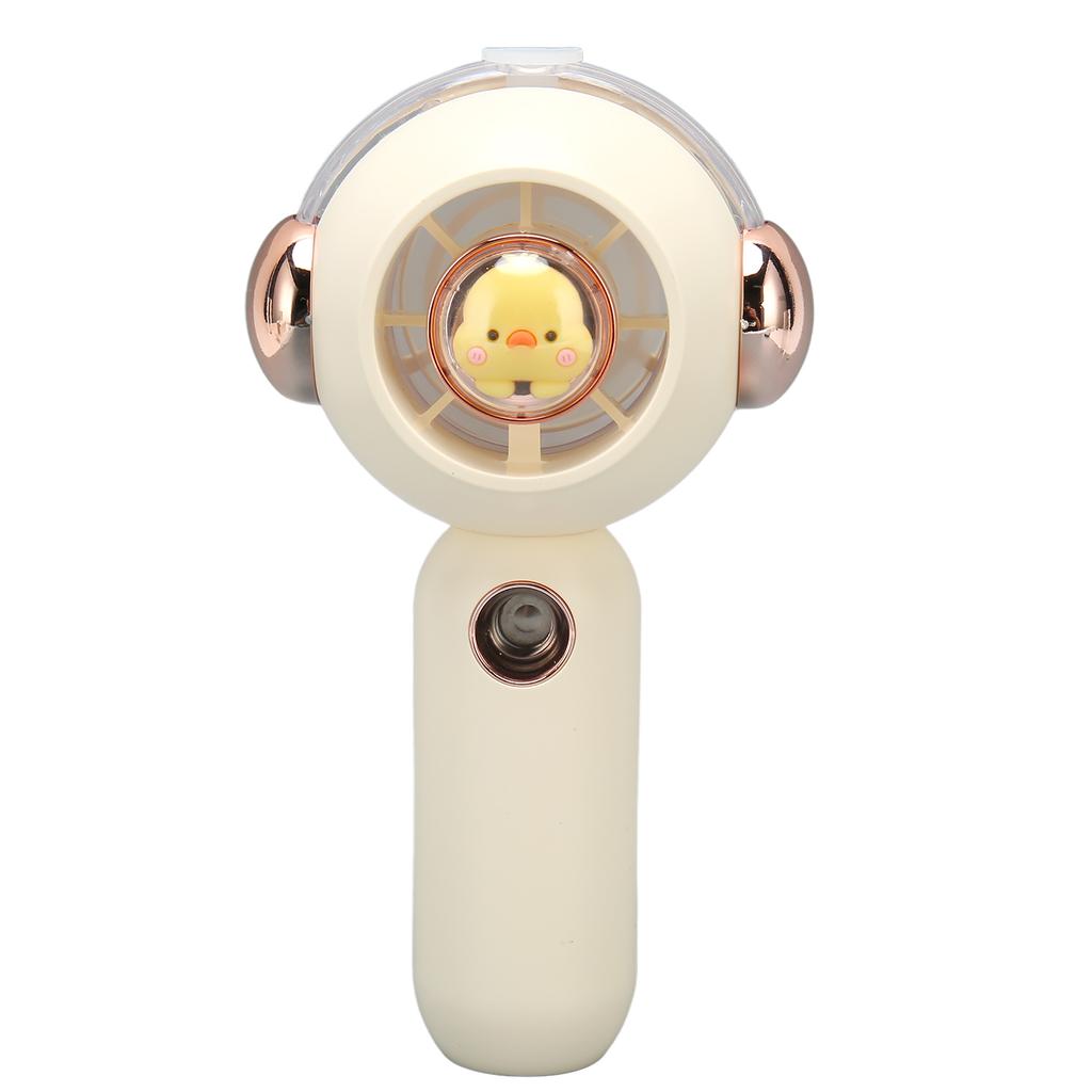 Handheld Fan Creamy White 3 Speed Mode Mist Spray USB Charge Base Design Mini Portable Fan for Home 