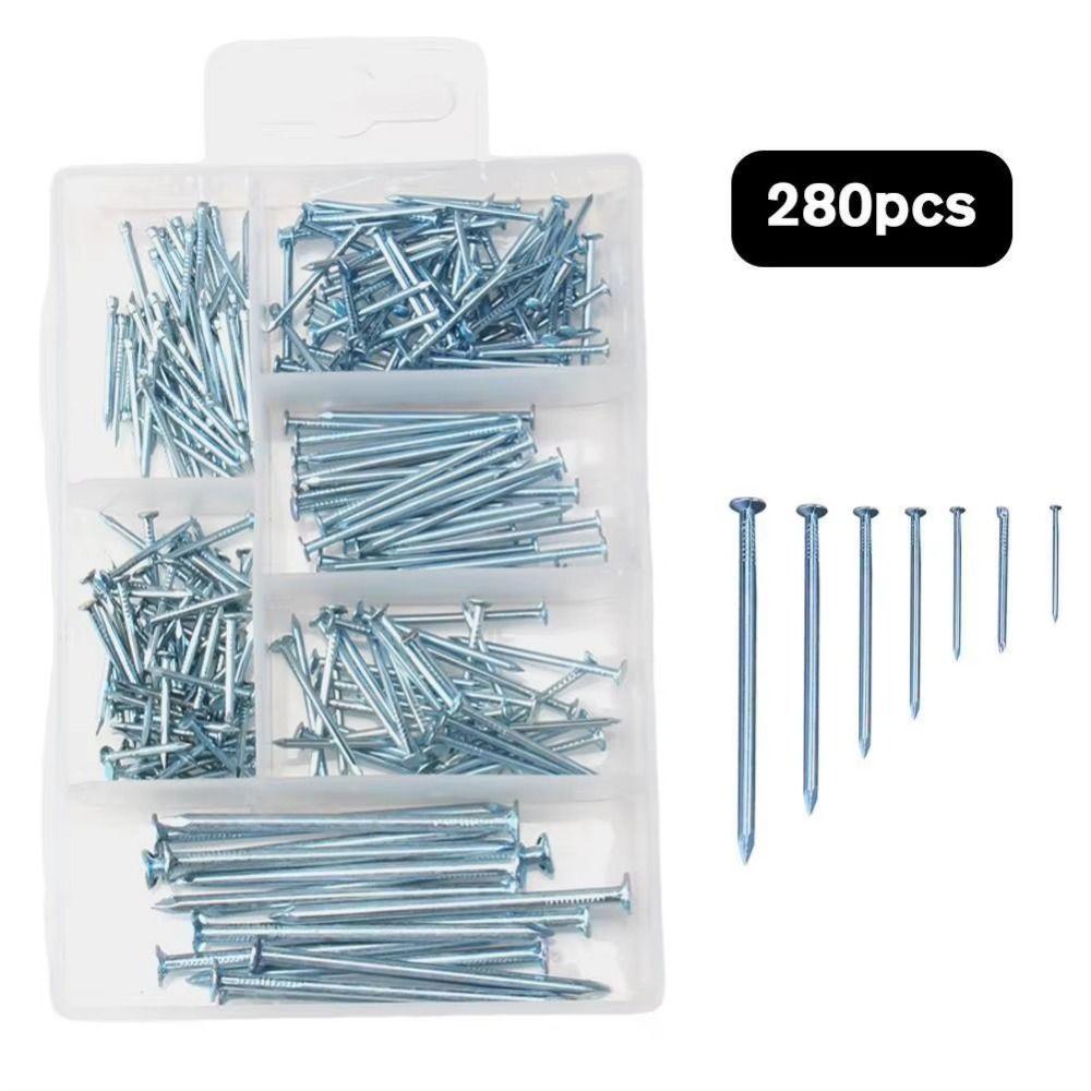280Pcs Practical Nails Assortment Kit 6 Sizes Concrete Pin Nails  Woodworking Accssories