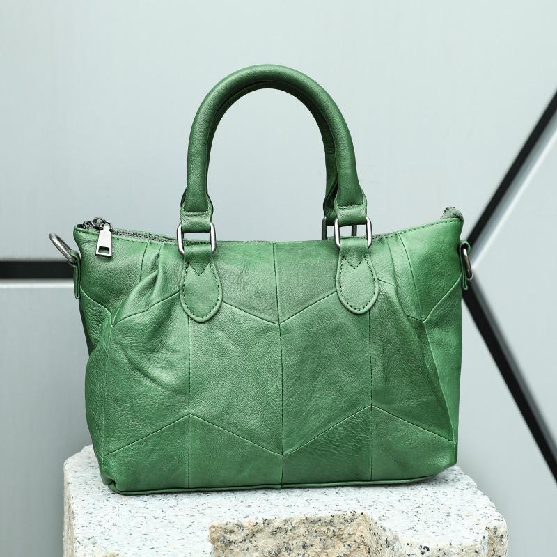 Genuine Leather Patchwork Ladies' Bag Commuter Bag Cowhide Single-shoulder Bag Versatile Handbag