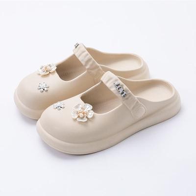 Модные цветы Круглый носок Уличные женские тапочки и женские сандалии Толстые шлепанцы Новая коллекция Модные Нескользящие Низкая цена Обувь