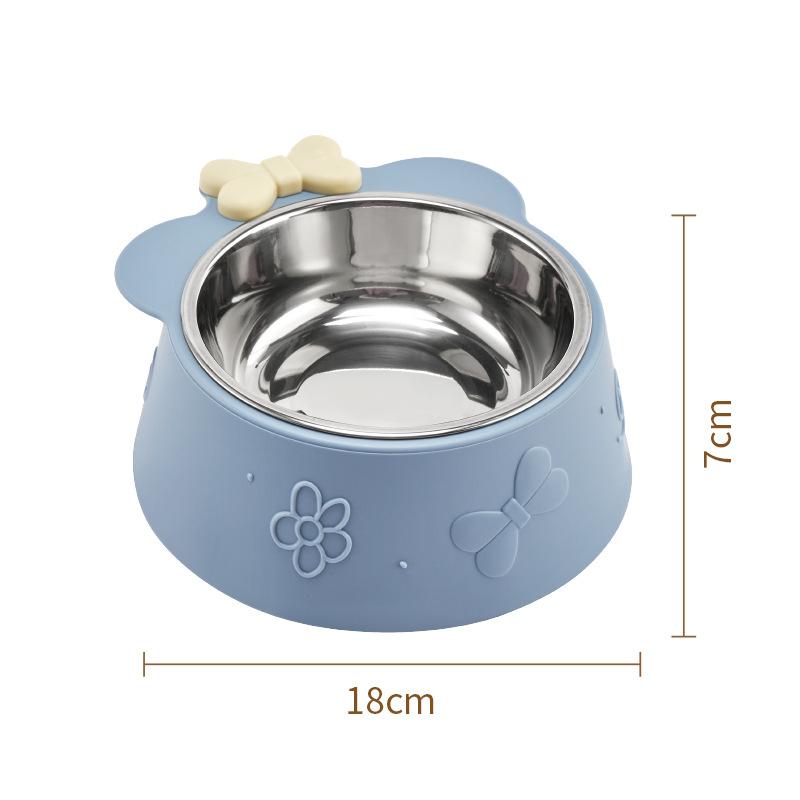 Миска для домашних животных, очень большая емкость, миска для собак, нескользящая, антиопрокидывающаяся, миска для кошек из нержавеющей стали, съемная пластиковая миска-бантик