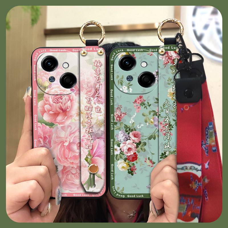 Грязеотталкивающий чехол для телефона с ремешком на запястье для Tecno POP9 4G/Spark GO 1/KL4 Противоударный Пыленепроницаемый Мягкий чехол Прочный ремешок