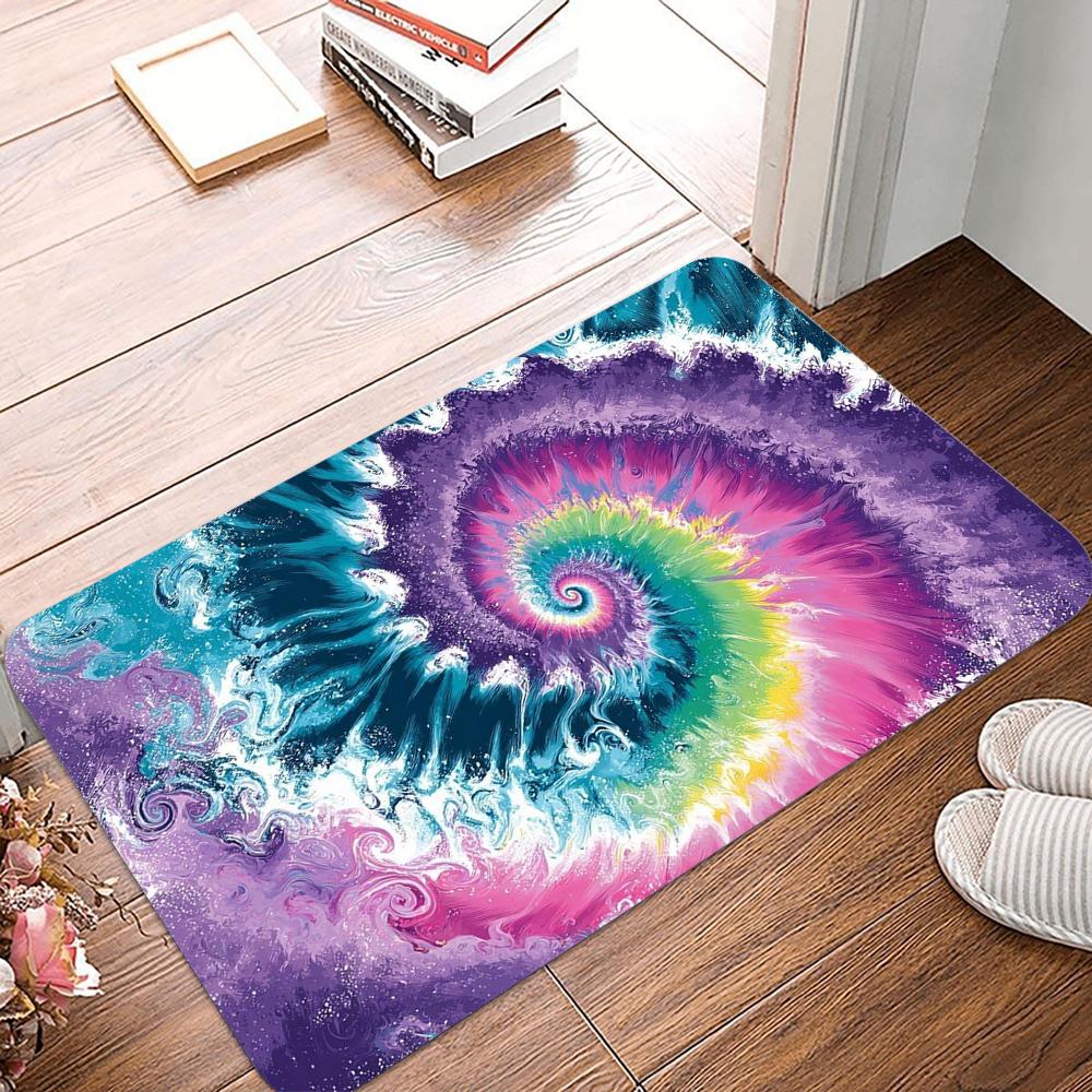 3D Abstract Tie-Dye Design Doormat Non-Slip Washable Rug Kitchen Floor Mat Home Living Room and Bathroom Decor Carpet