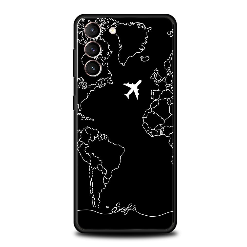Модный чехол для телефона с картой мира и картой мира для Samsung Galaxy S24 S23 Ultra S22 S21 S20 FE 5G S10 S10E S9 Plus S8, мягкий чехол
