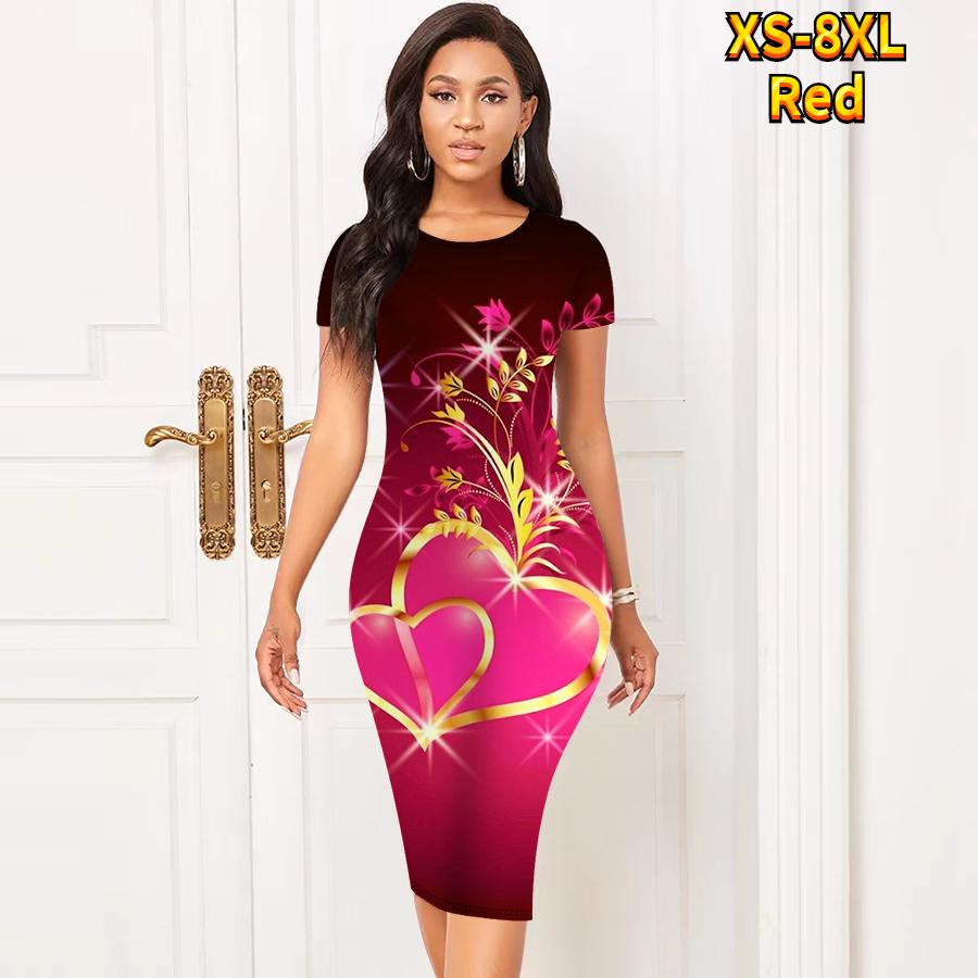 Тонкое платье длиной до колена с коротким рукавом, модное женское платье миди с 3D принтом дерева