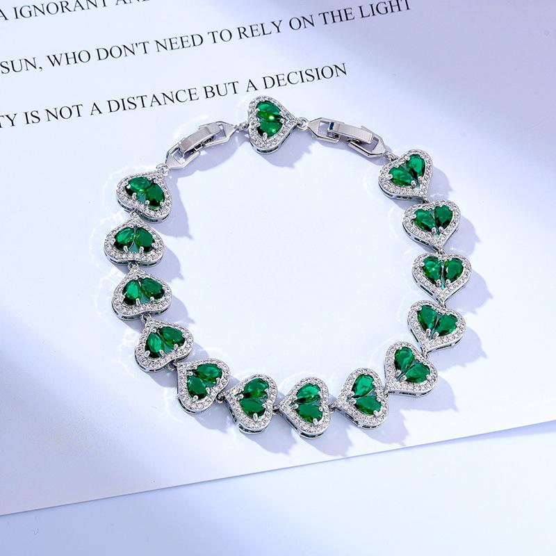 Water Drop Love Zircon Bracelet Copper Platinum Plated 17.5Cm Long Free Extension Buckle Color Treasure Bracelet