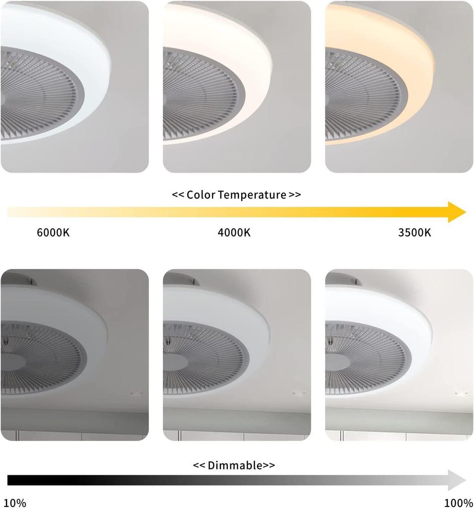 Ультратонкий инверторный потолочный вентилятор с подсветкой - Современный минималистичный дизайн для спальни, столовой и гостиной