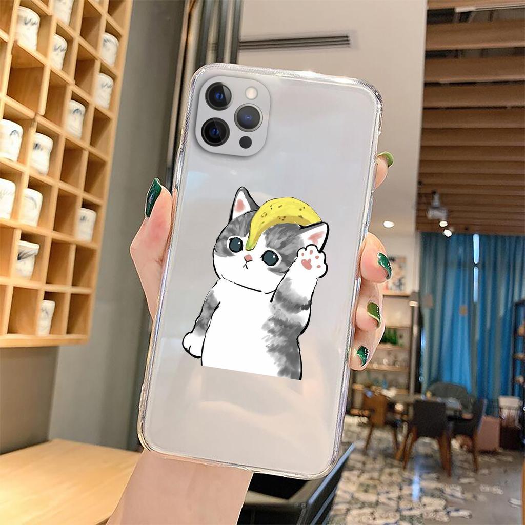 Чехол для телефона с забавным мультяшным котом для iPhone 11 12 Pro Max 13 XR XS X 8 7 SE 2020 Plus, прозрачный мягкий чехол из ТПУ с милым животным рисунком