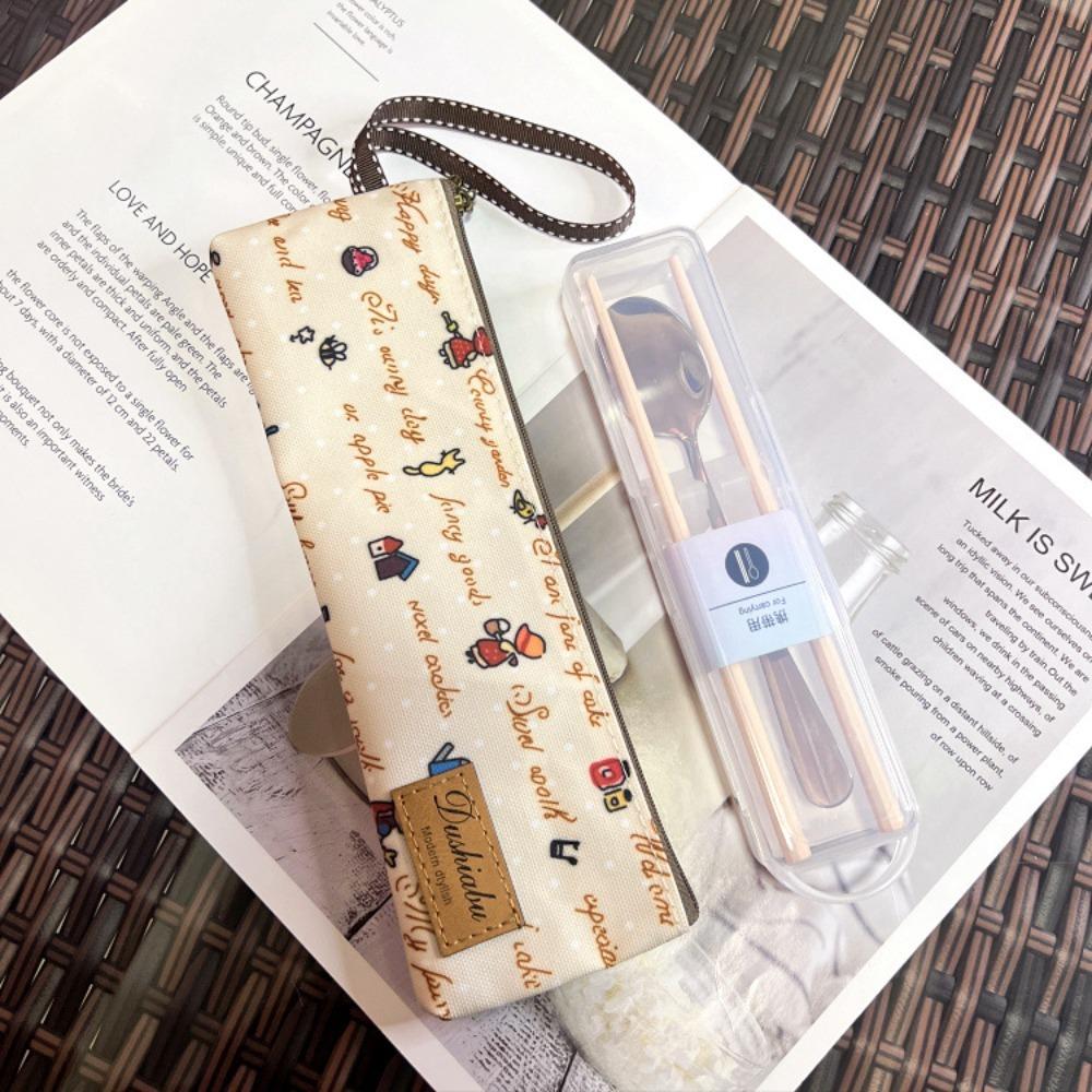 Zipper Closure Tableware Pouch Oxford Art Pencil Case New Pen Bag Outdoor Travel