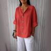 Linen Cotton Buttonup Shirt For Women With Loose Fit And Mandarin Collar For Casual Summer Wear