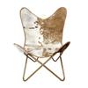 Openable Goat Hair Leather Butterfly Chair-Brown&White Living Room Chair