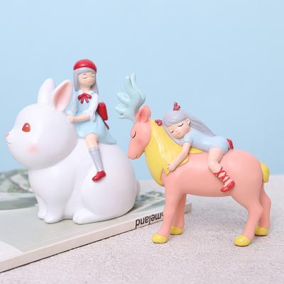 Сказочный садовый орнамент, мультяшные девушки, животные, миниатюрные фигурки кроликов и оленей, украшение для дома, подарок на свадьбу и день рождения