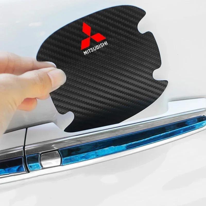 8pcs Carbon Fiber Car Door Bowl Sticker Handle Decal for Mitsubishi Ralliart Lancer ASX Pajero Eclipse Delica EVO Grandis Galant